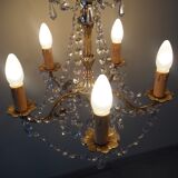 Bronze chandelier and crystal pendants – 5 lights