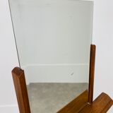 Beveled mirror on oak stand 40s