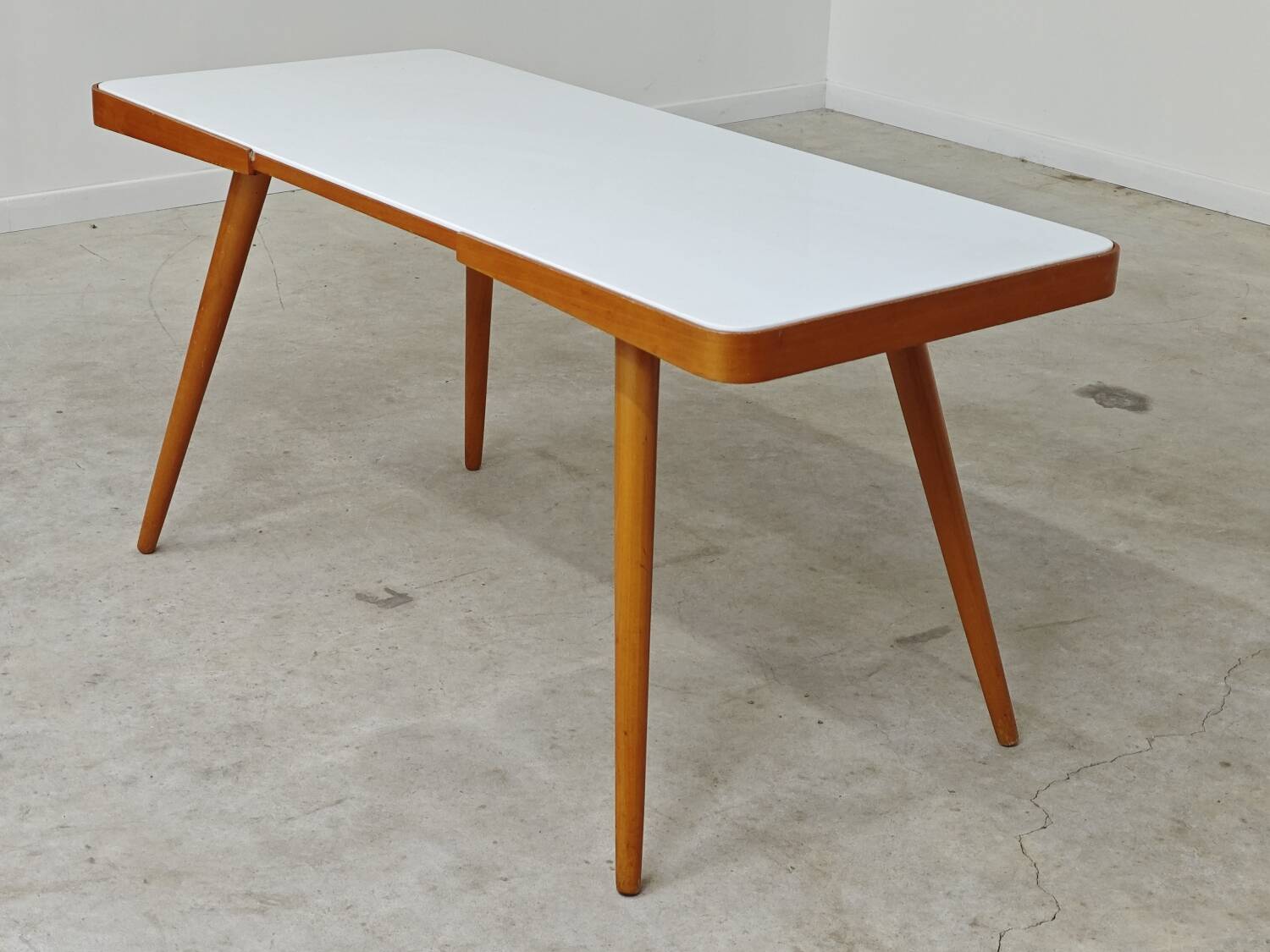 White opaxit coffee table by Jiri Jiroutek for Cesky Nabytek 1960
