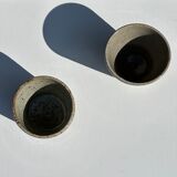 Set of 2 cups in Indonesian ceramic (brown & speckled glazed matte)