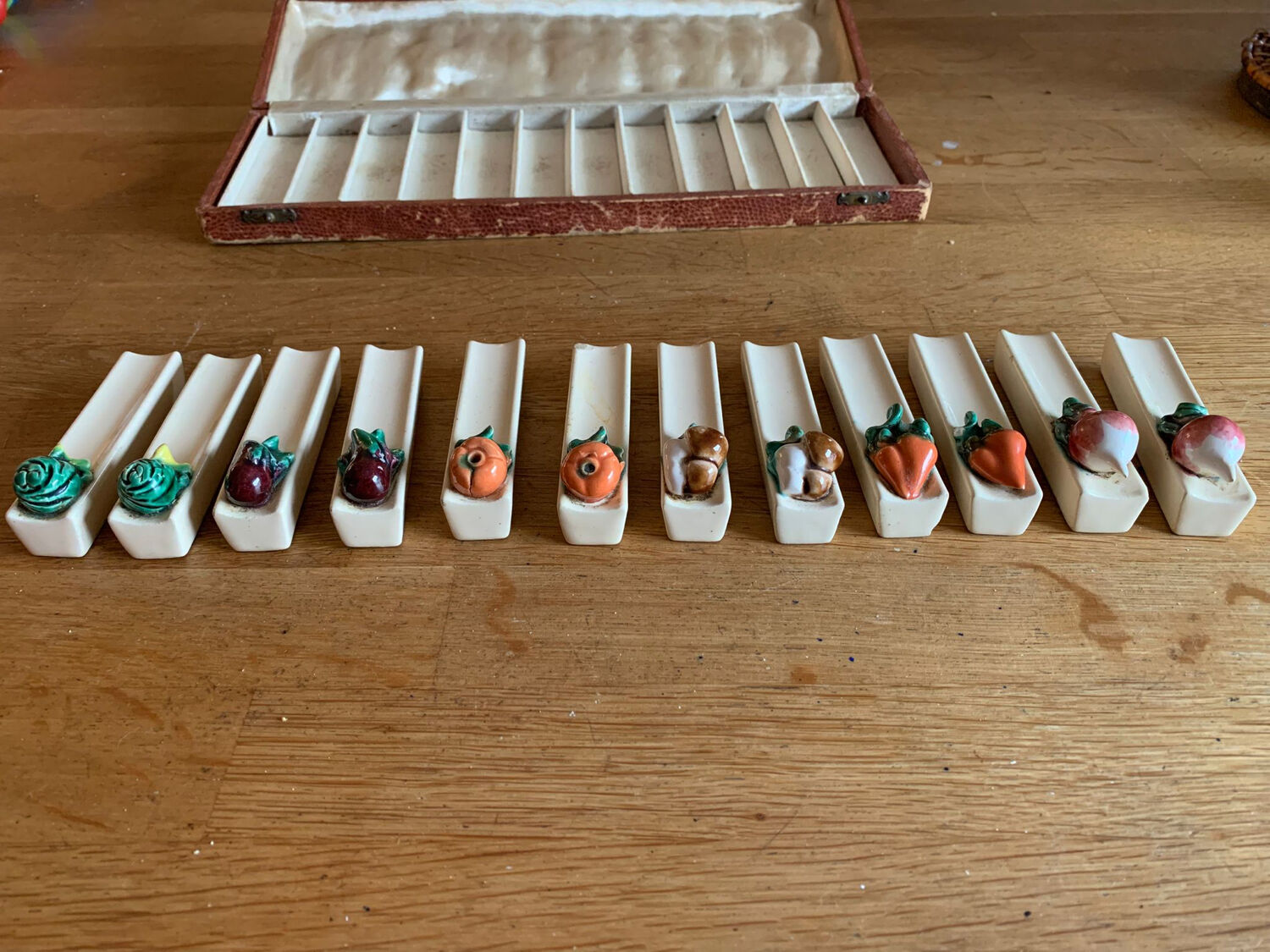 Set of 12 ceramic vegetable knife holders from Vallauris