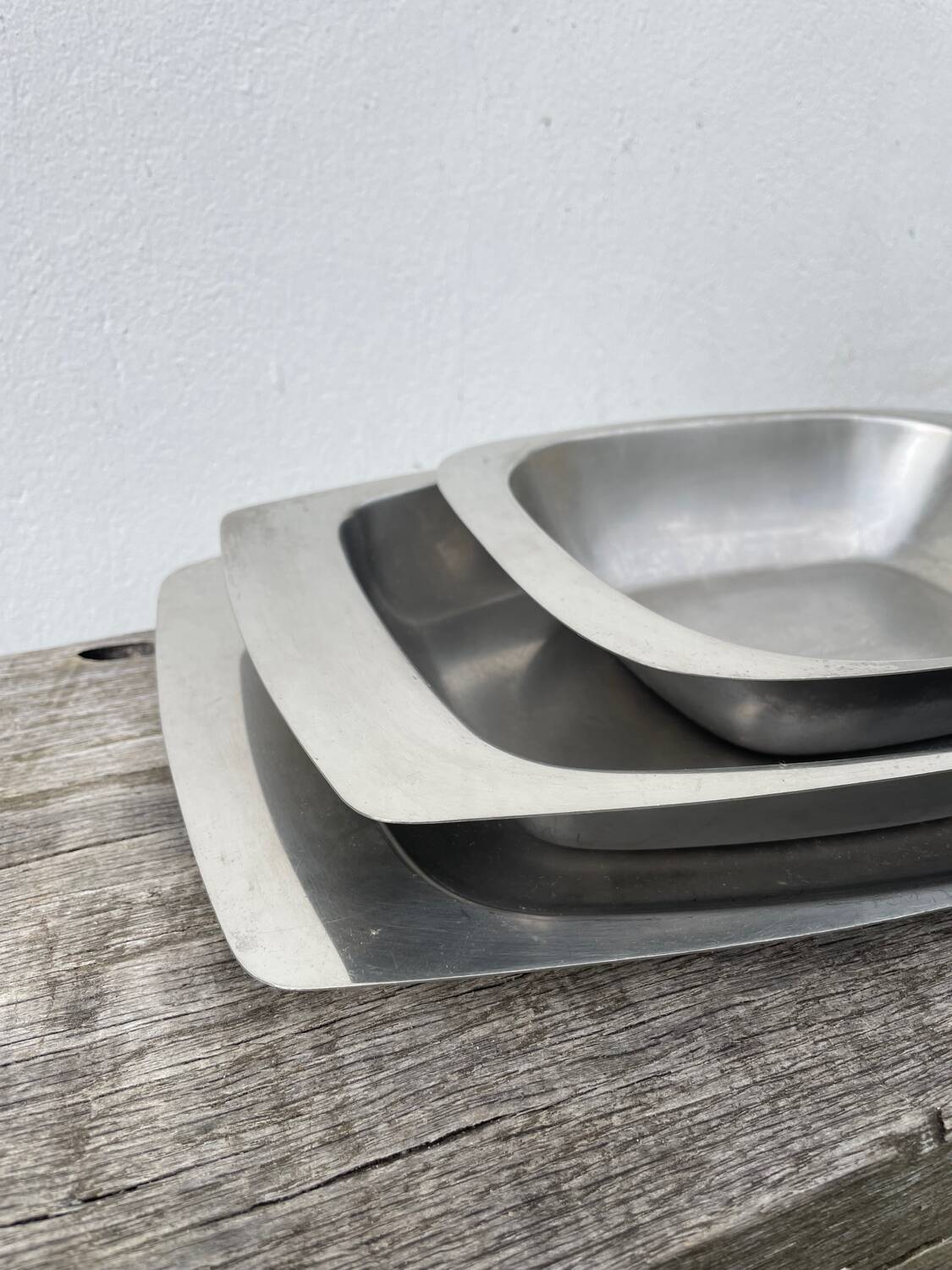 Trio of Danish Scandinavian stainless steel dishes