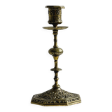 Carved brass candlestick holder