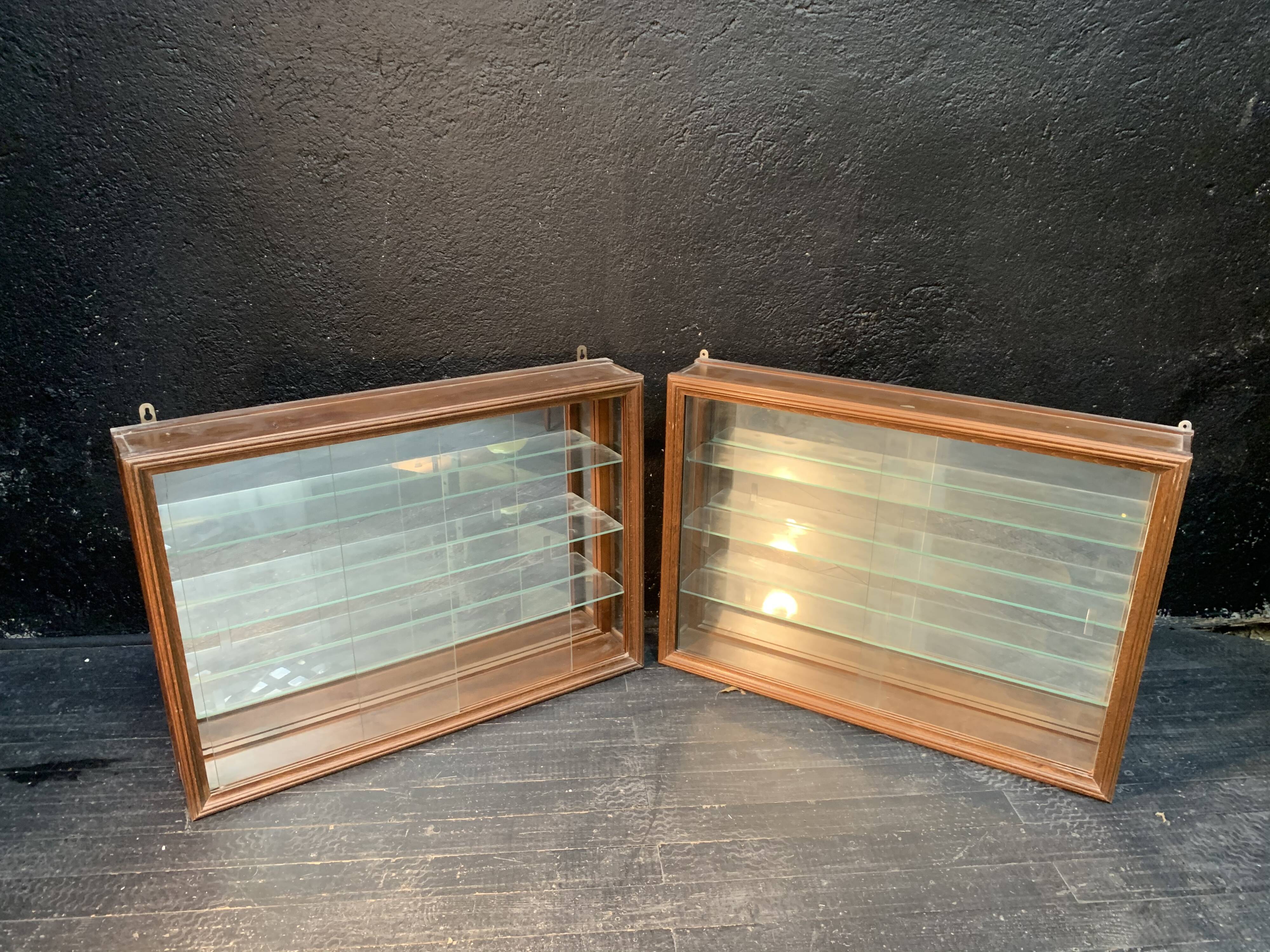 Pair of wooden showcases