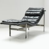 Vintage Lounge daybed in black leather by Mobel Italia - Italy