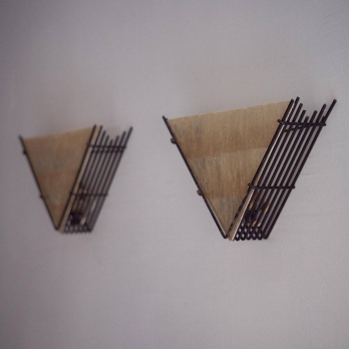 Vintage wall lamps in metal and fibreglass, 1960s, set of 2
