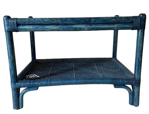 Vintage rattan and glass coffee table