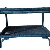 Table basse vintage en rotin et verre