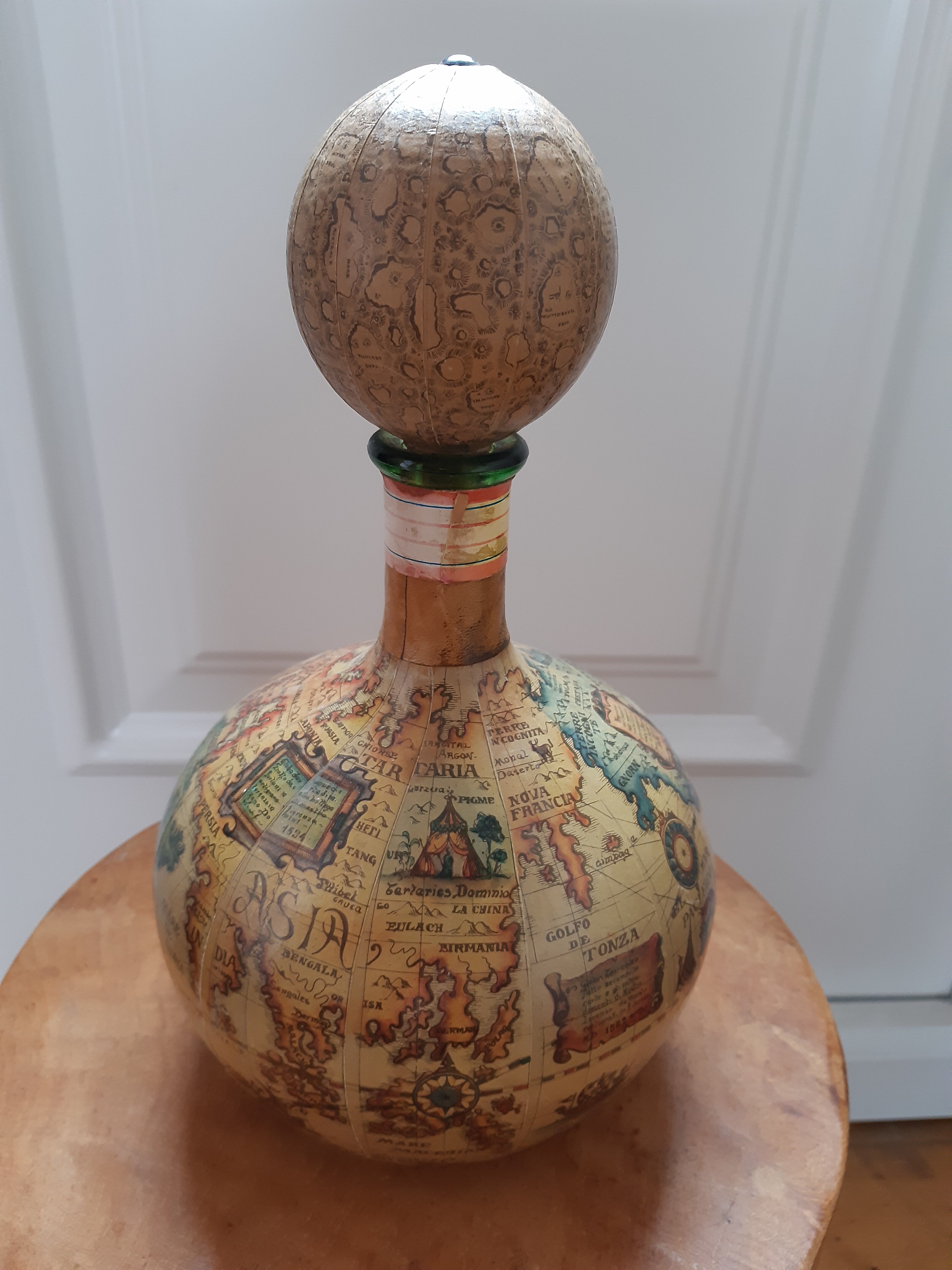 Old world map bottle