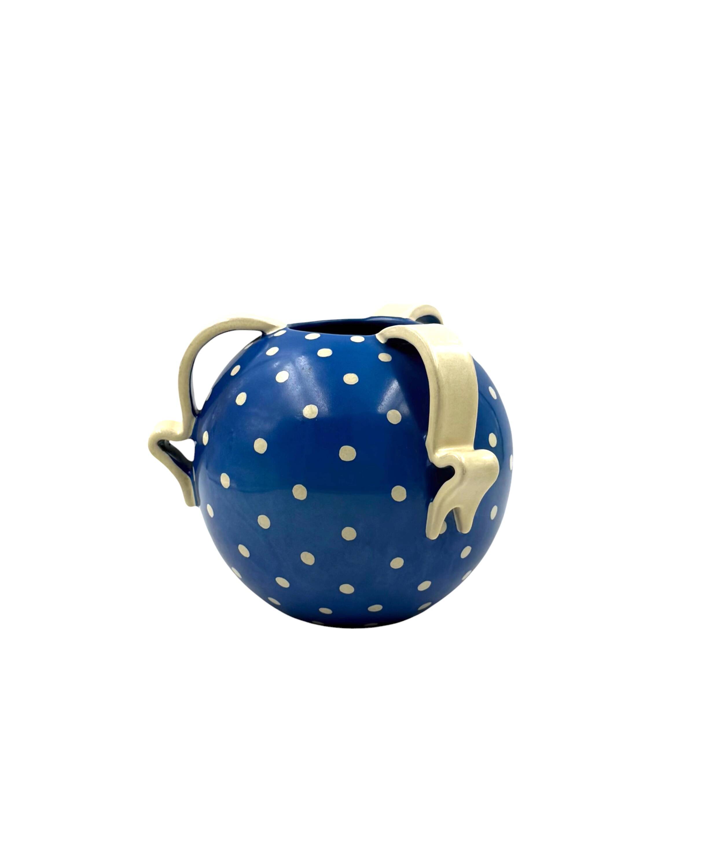 Art Deco blue ceramic vase, Rometti, Umbertide Italy 1930s