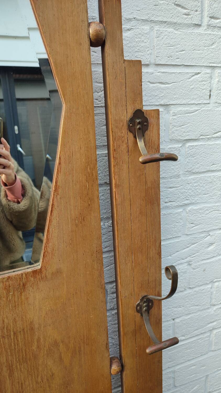 Art Deco coat rack in oak