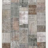 Tapis patchwork gris & bronze 5x8, 247x172cm