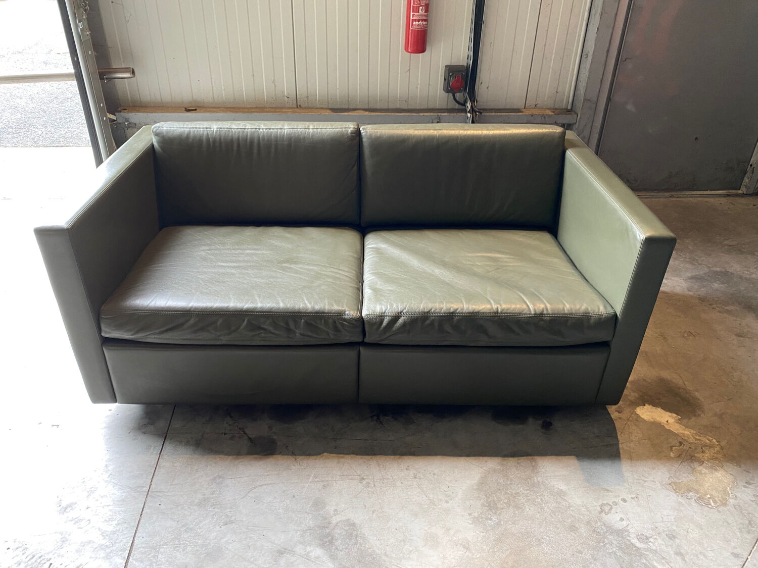 2-seater sofa and 2 armchairs set Pfister for Knoll khaki leather