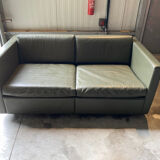 2-seater sofa and 2 armchairs set Pfister for Knoll khaki leather