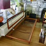 Vintage minerva daybed in solid teak and alcantara by peter hvidt for john stuart 1950s