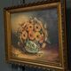 Oil on canvas still life bouquet of flowers 20th century M. Meton