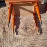 Pair of cherry wood marquetry bedside tables