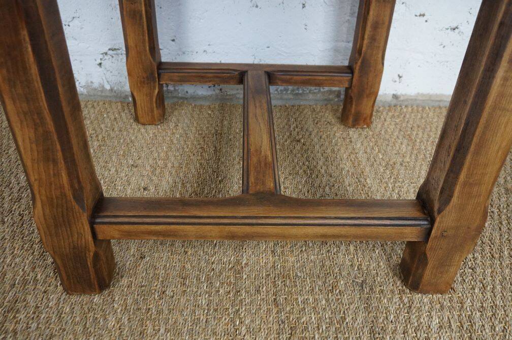vintage solid oak bistro bar table from the 50s and 60s, restored