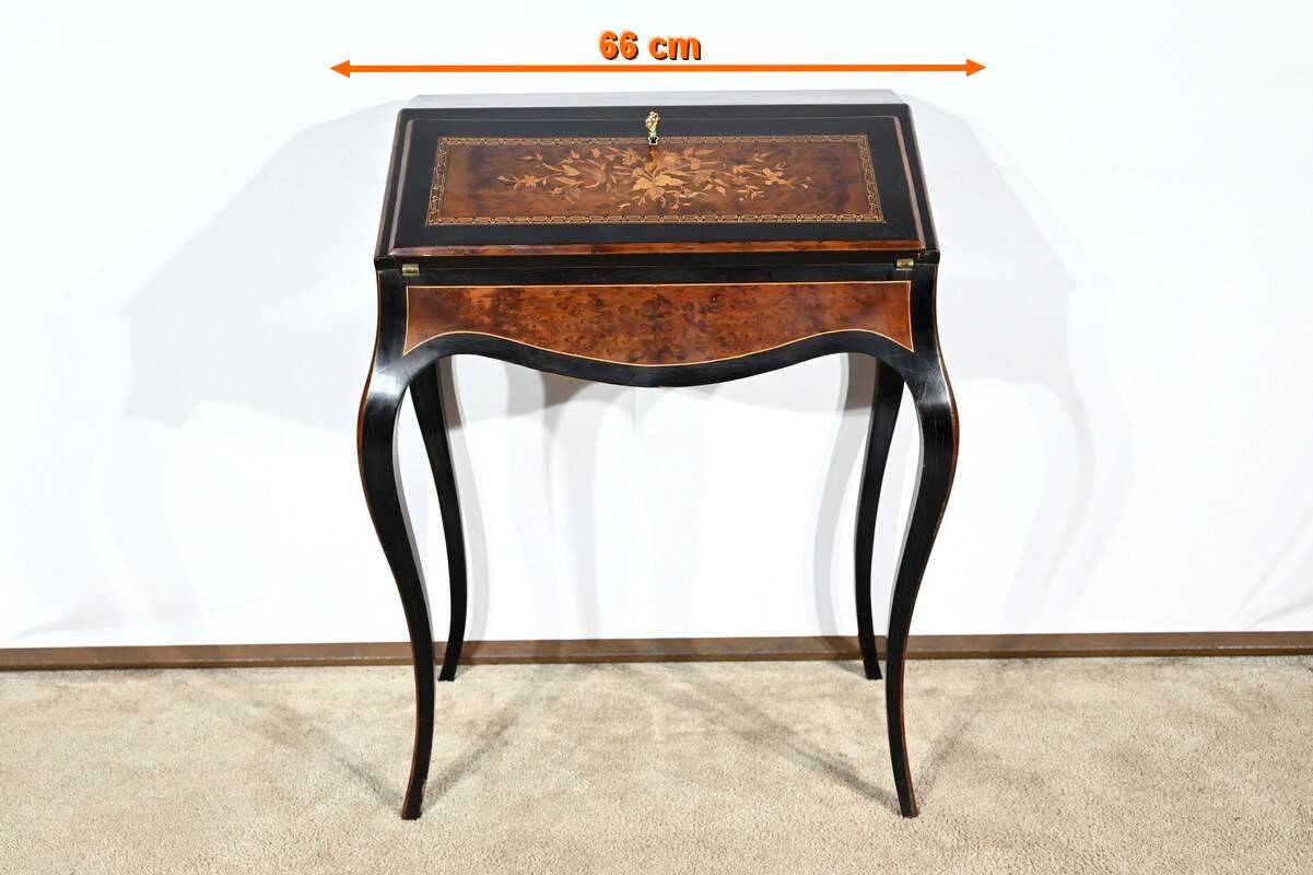 Blackened pearwood and amboyna sloping desk, Napoleon III period, mid-19th century