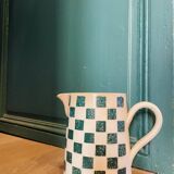 Pichet ancien damier vert Faïencerie de Castres
