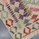 Pink Beige Geometric Kilim Runner Rug 198 x 98 cm