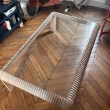 Table basse bois et verre 1970