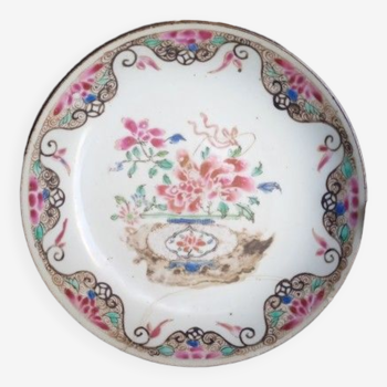 Family plate pink 19th chinese fine porcelaine