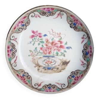 Family plate pink 19th chinese fine porcelaine