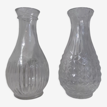 2 vintage molded glass vases 50s