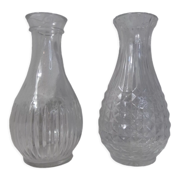 2 vintage molded glass vases 50s