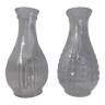 2 vases en verre moulé vintage années 50