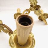 Pair of sconces in gilded bronze double candles