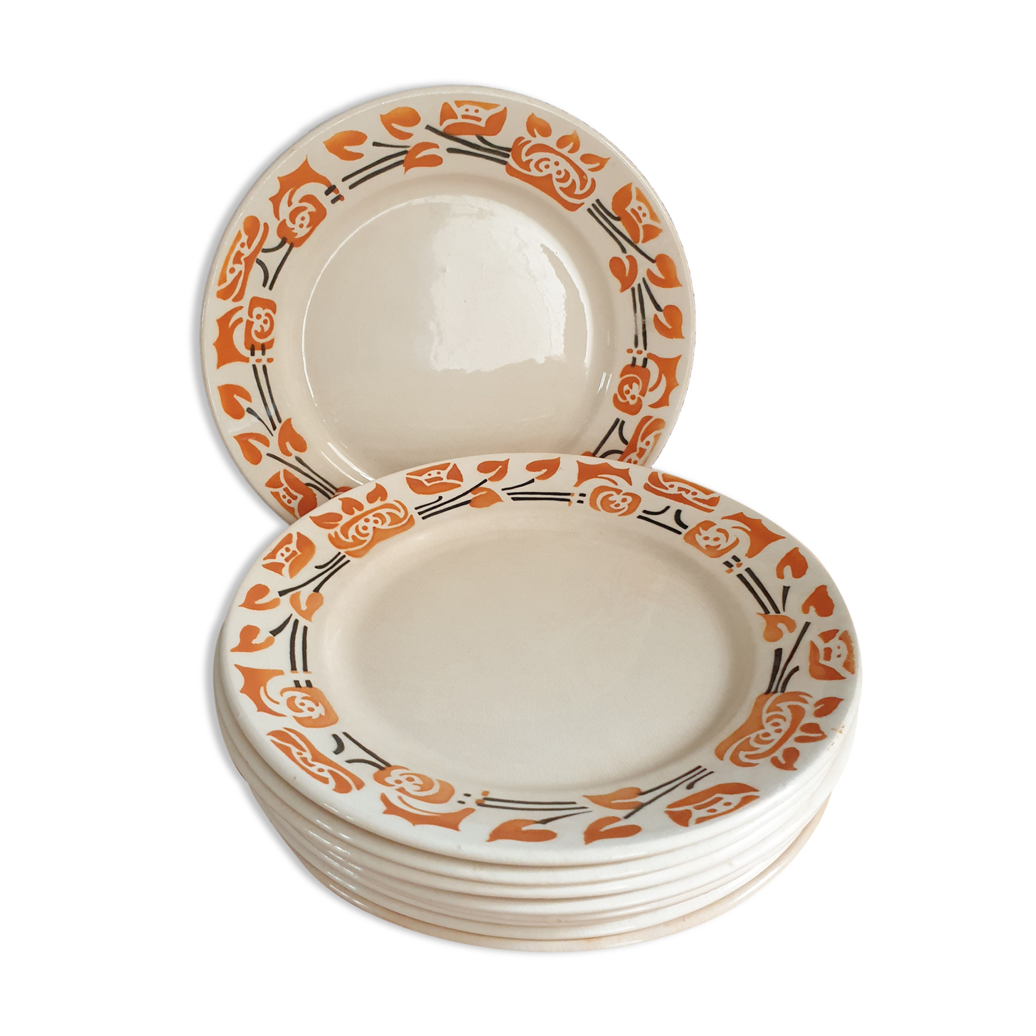 Suite of 9 flat plates Cairo Badonvillers