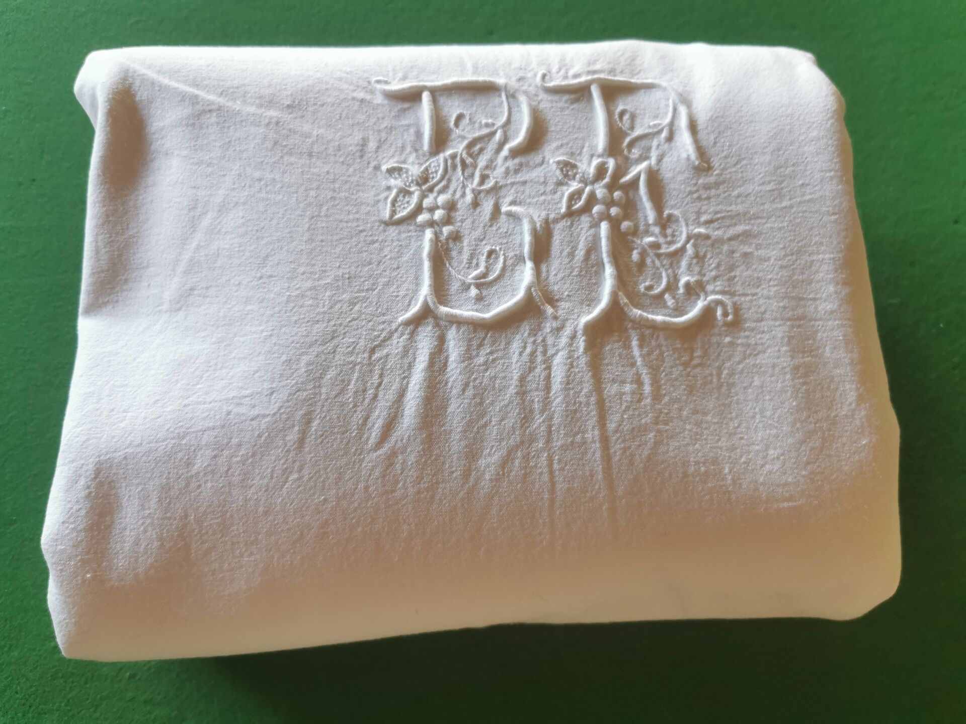 Antique monogrammed fabric