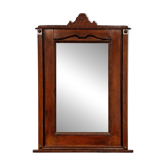 Antique Faceted Wall Mirror in Walnut and Brass 1900s