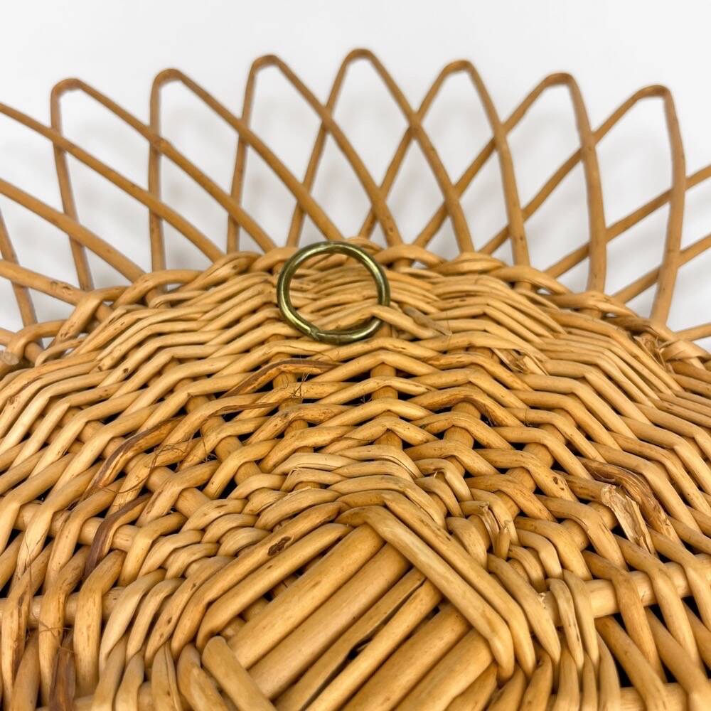 Rattan and woven wicker sun mirror from the 60s
