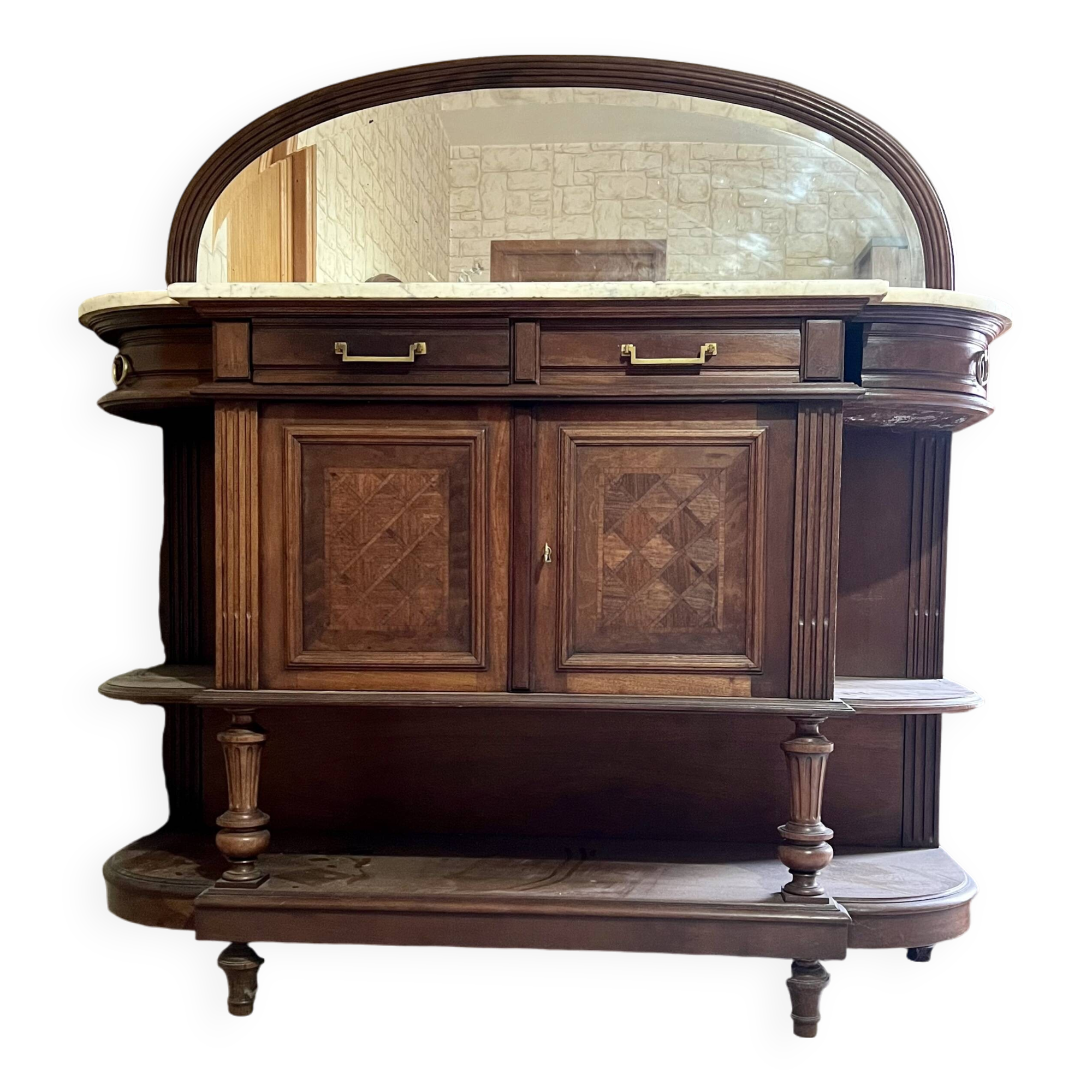 Vintage wooden furniture in marquetry style