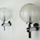 Pair of vintage wall lights structured glass and chrome 1970/80