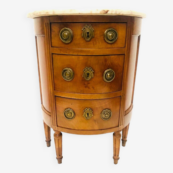 Louis XVI style half-moon chest of drawers in 19th century walnut