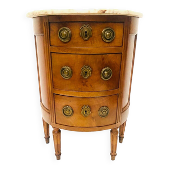 Louis XVI style half-moon chest of drawers in 19th century walnut