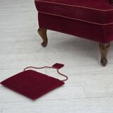 1960s, Danish highback wingback armchair, cherry-red furniture velour.
