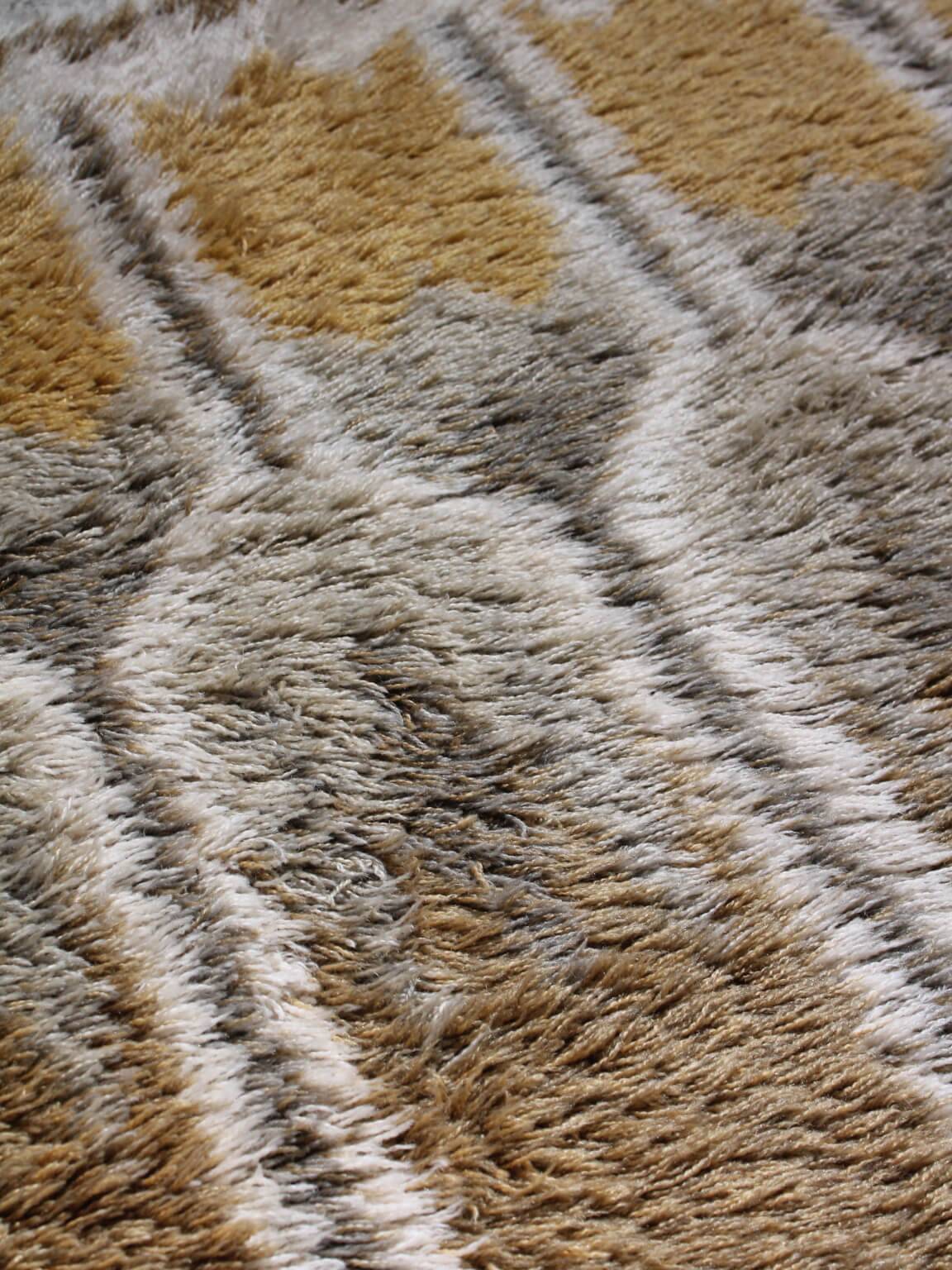 Swedish Rya Wool Rug In Natural Yellow And Grey Colours, 170x230cm