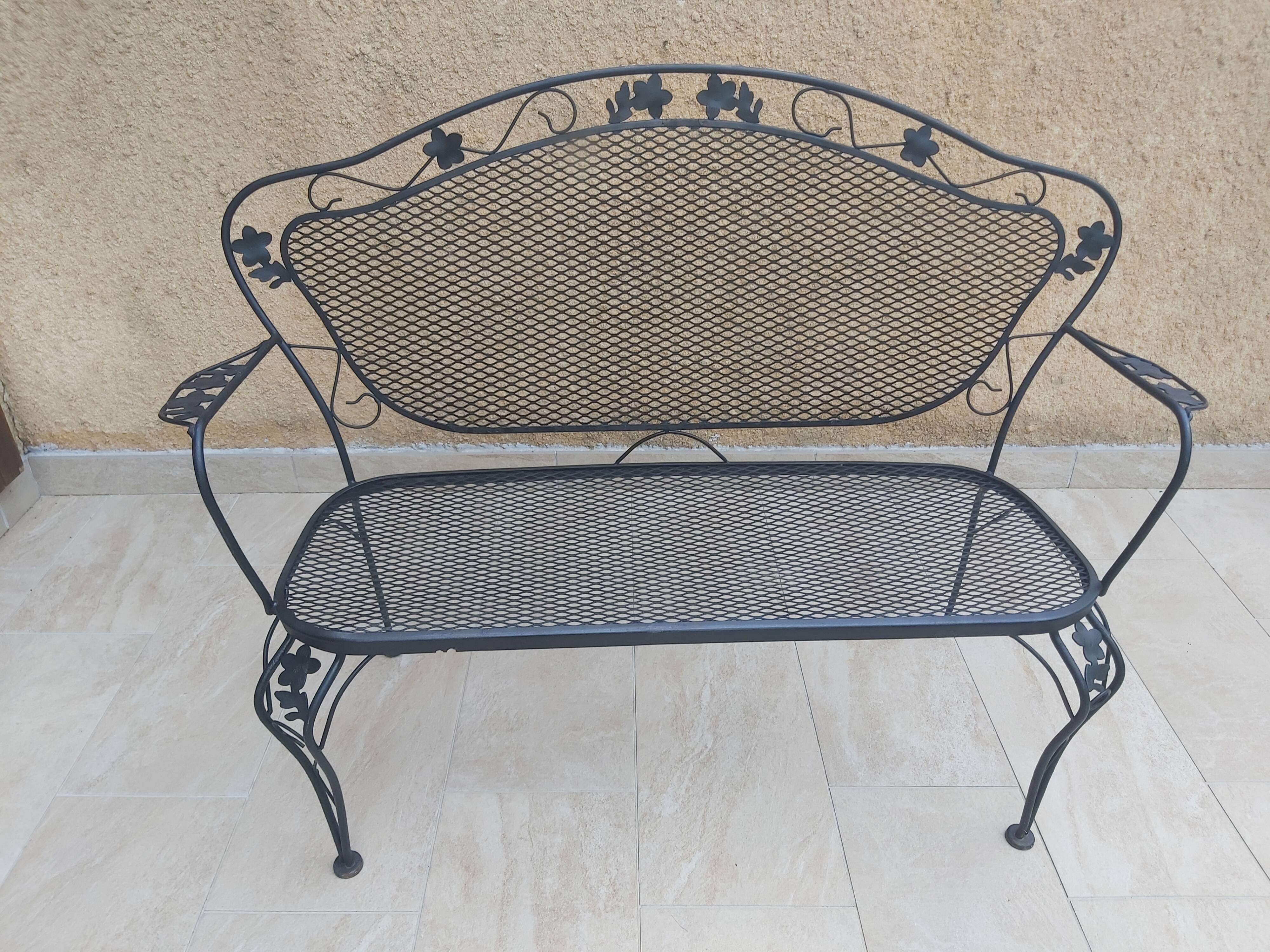 Iron garden bench