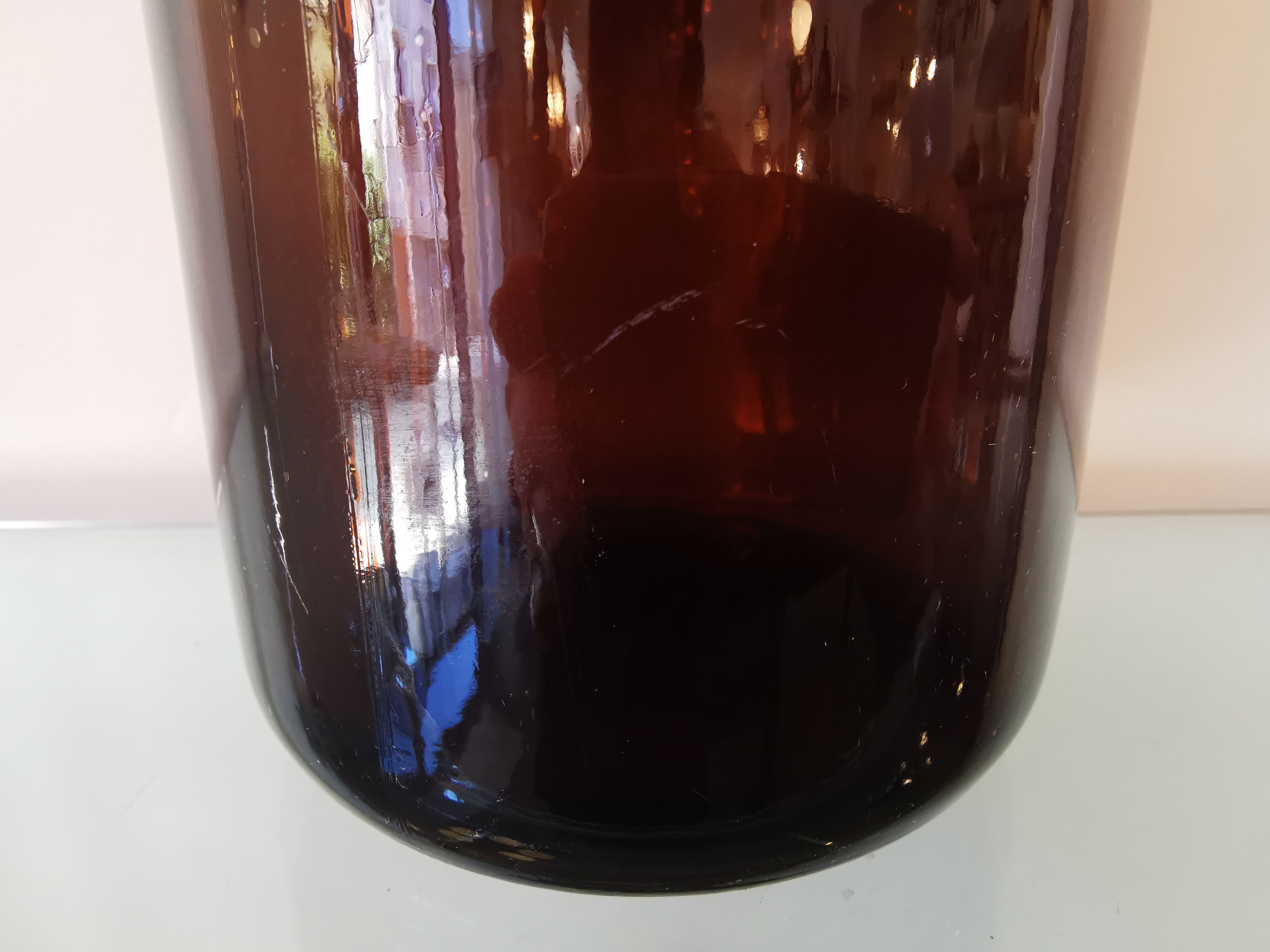 Vintage xxl bottle (46cm)in amber blown glass