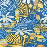2-Seater Bench in Azure Blue Fabric – 1940s