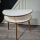 bedside or side table, vintage half circle 3 feet white trays made in England