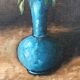 Tableau bouquet dans vase turquoise