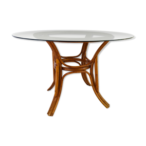 Table en rotin et plateau