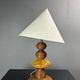Midcentury wood turned adjustable table lamp with glass sphere, 1970s