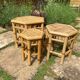 Set of three vintage rattan side tables.